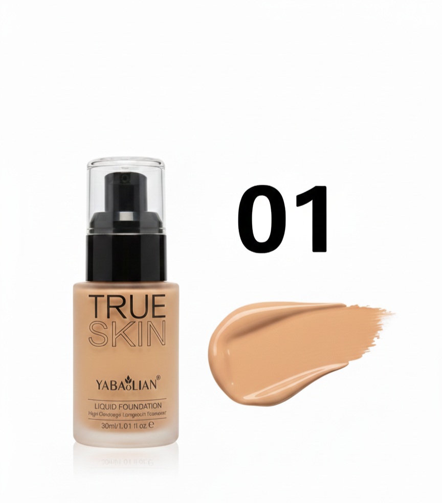 01 nijansa- TRUE SKIN/ YABAOLIAN LIQUID FOUNDATION High Coverage Longwear Foundation 30ml/1.01 fl.oze